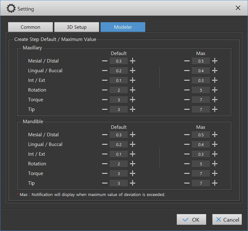 Modeler setting