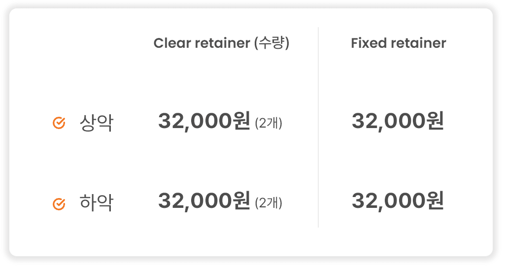 clearRetainer 가격표